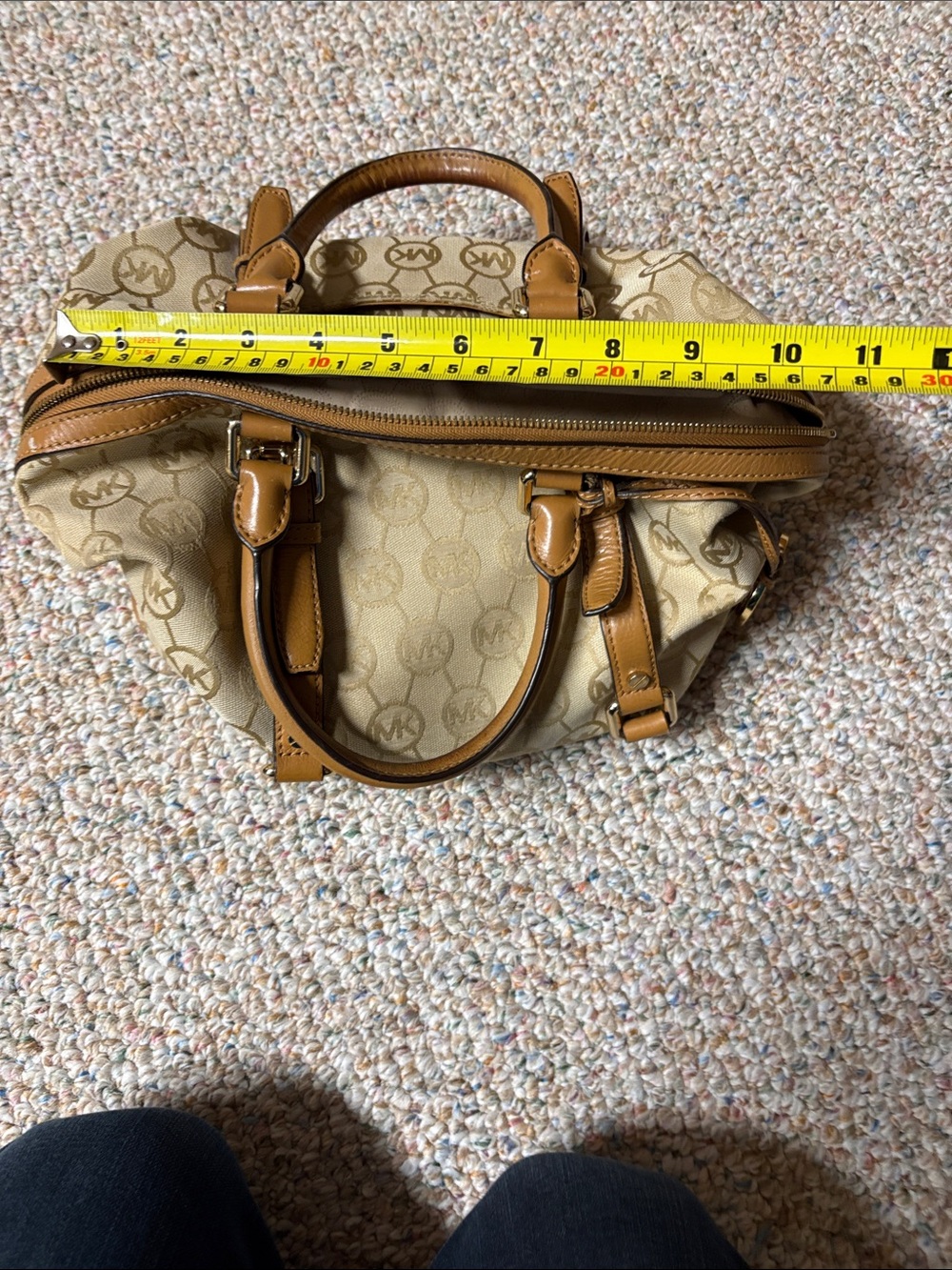 Michael Kors Tan & Beige MK Logo Satchel - Picture 5 of 9